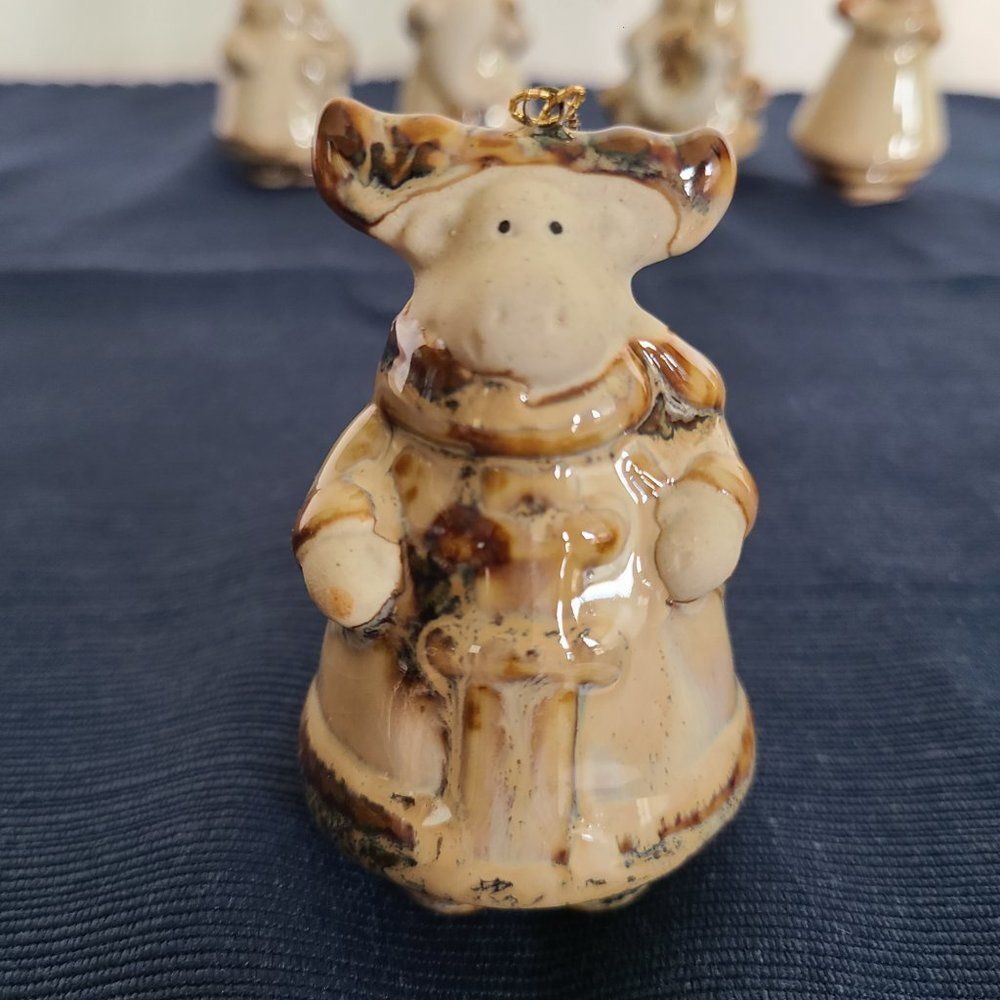 Pier 1 Ceramic Ornaments Set of 10 Pottery Art Santa Snowman Moose Bear Angel - Picture 8 of 13